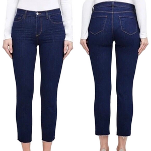 L'Agence Jeans Woment's Sz 25 Cropped Slim Lexington Dark Wash Raw Hem